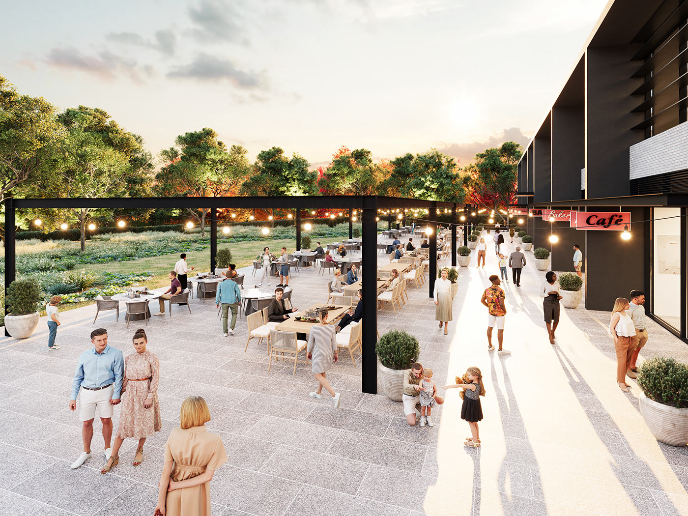 S40763 South Jerrabomberra Town Centre (exteriors) Sunset 250715